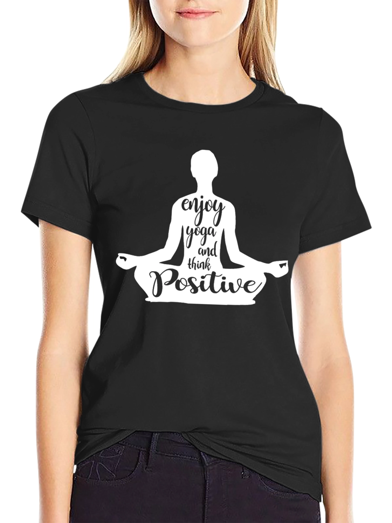 Enjoy Yoga & Think Positive Black T-Shirt