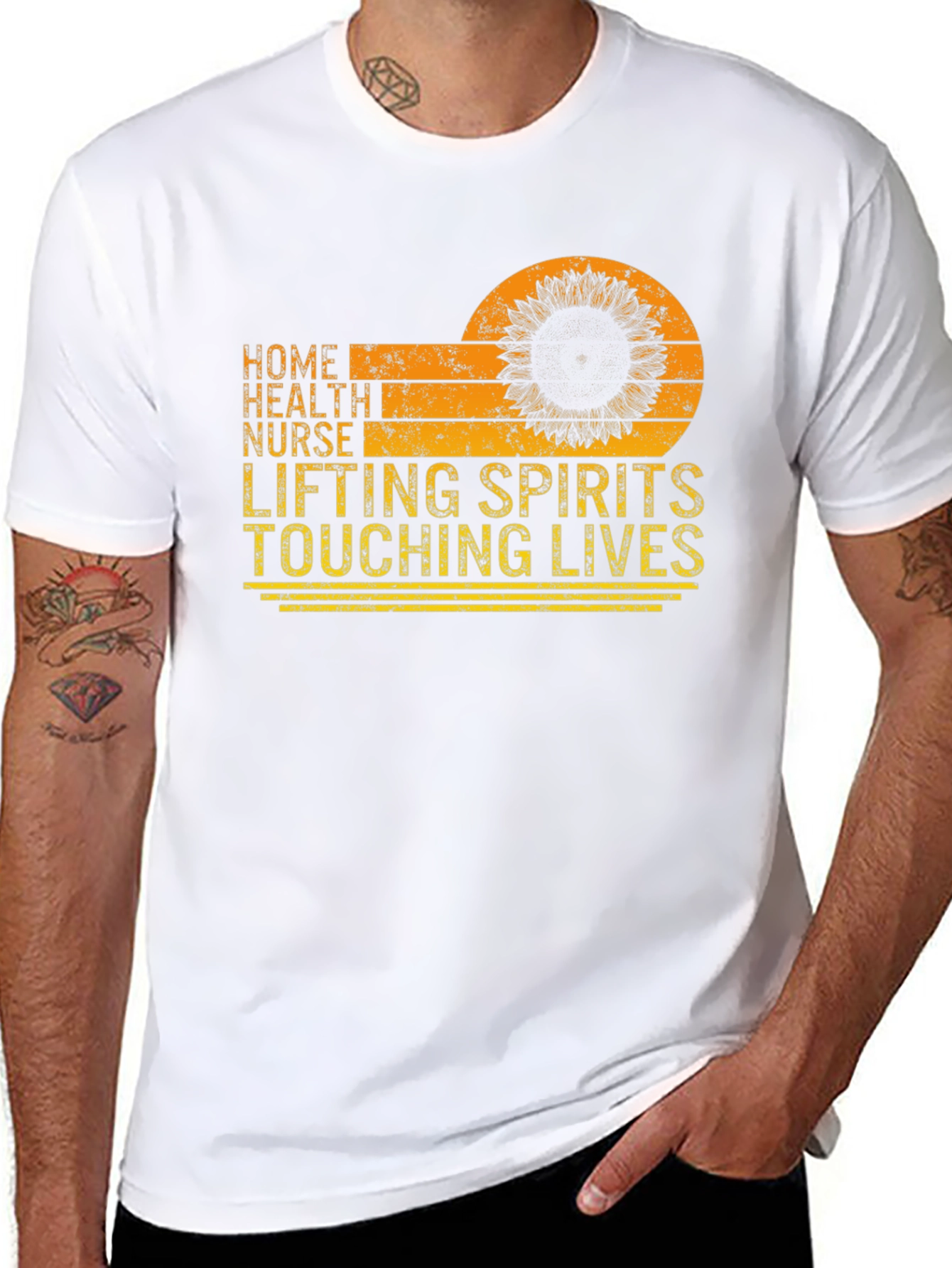 Home Health Nurse Sunflower Graphic T-Shirt