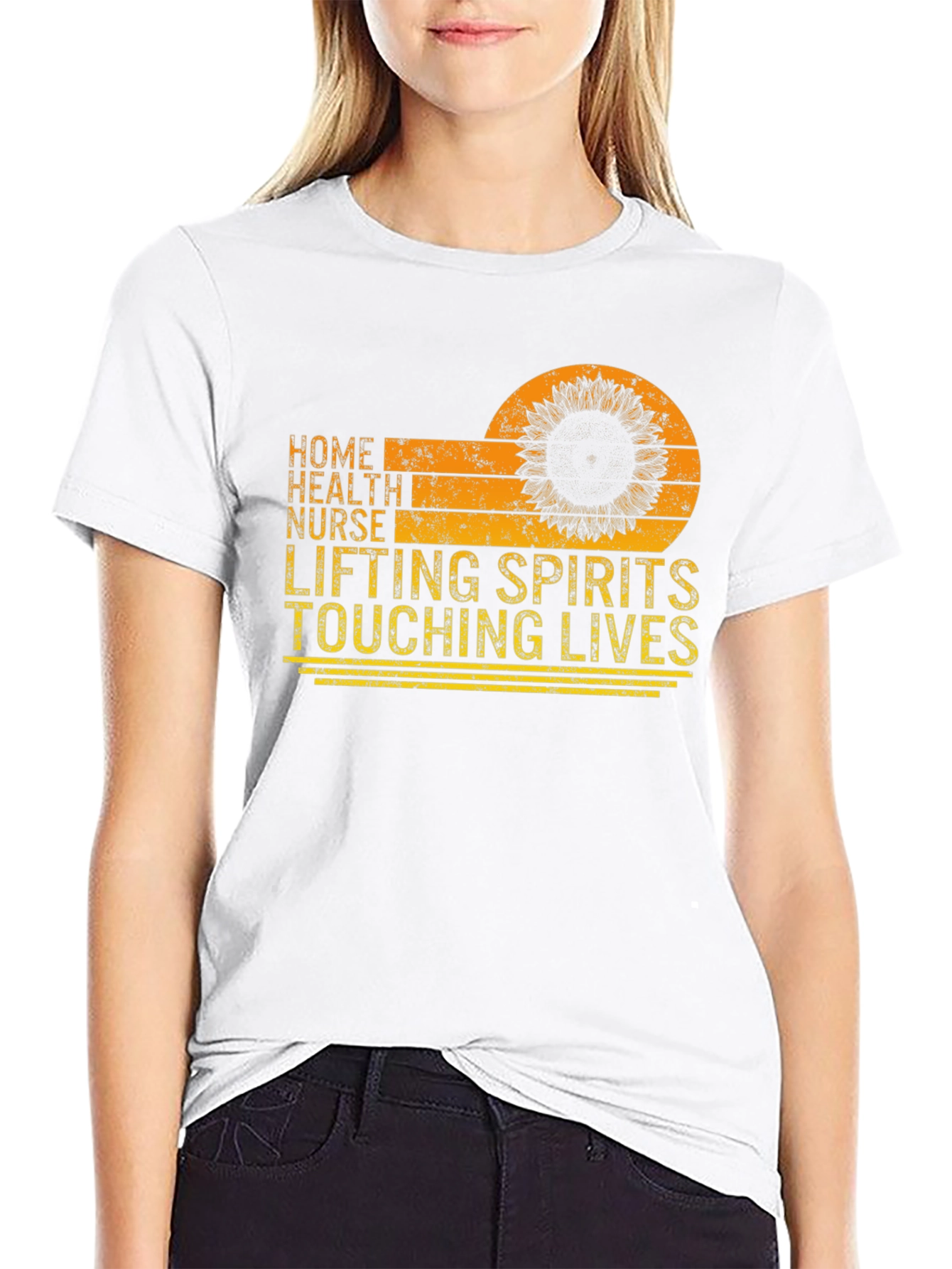 Home Health Nurse Sunflower Graphic T-Shirt