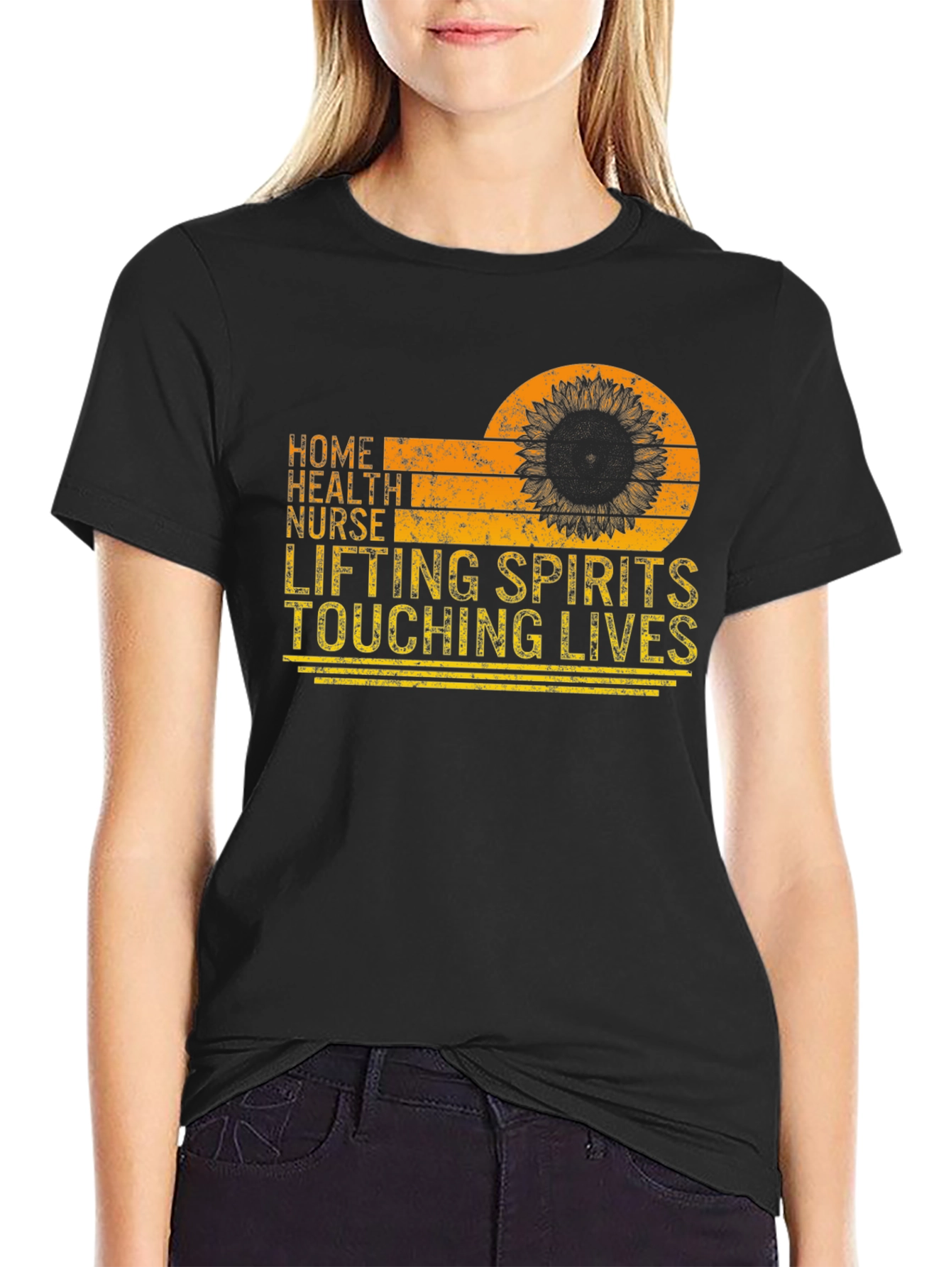 Home Health Nurse Sunflower Graphic T-Shirt