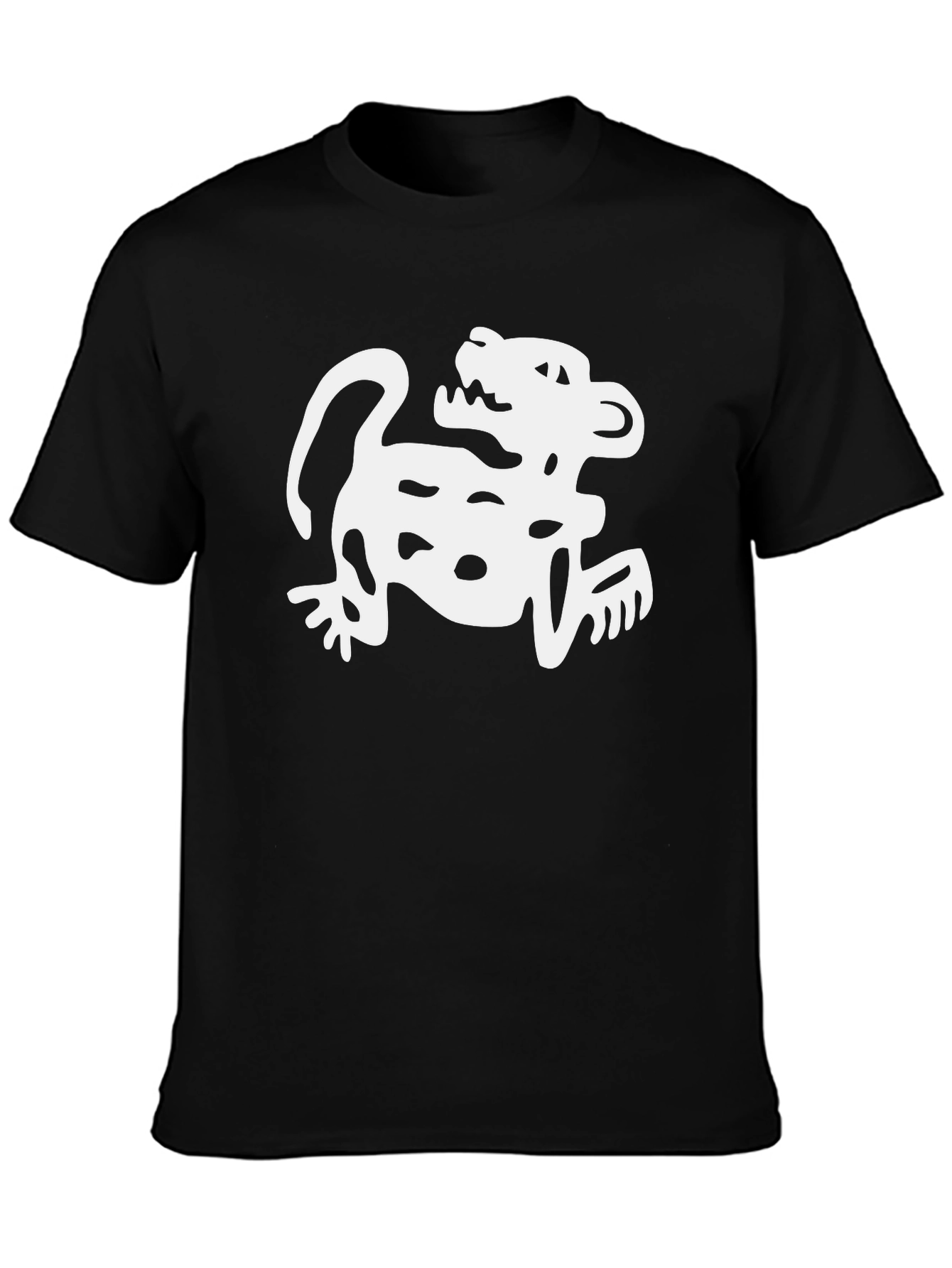 Aztec Jaguar Print Black T-Shirt