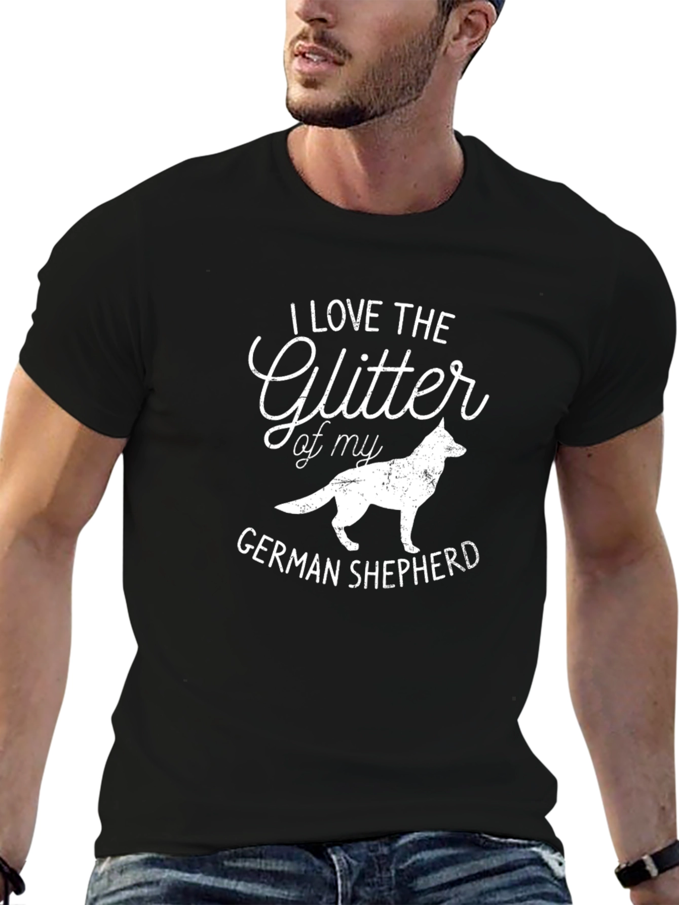 Glitter German Shepherd Black T-Shirt