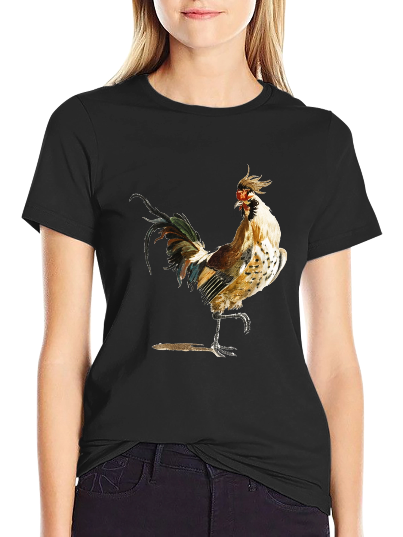 Rooster Graphic Black T-Shirt - Farm Animal Tee