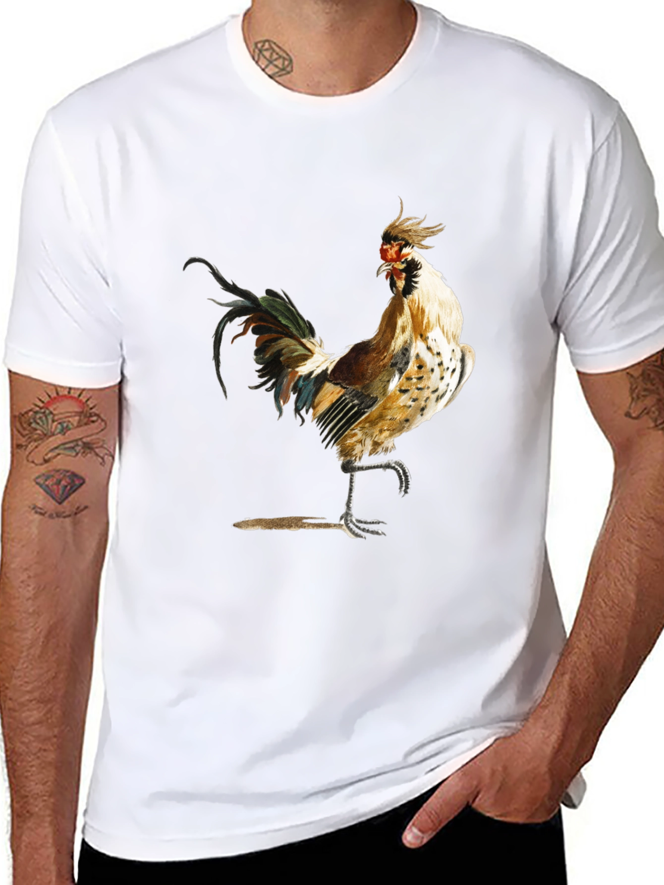 Rooster Graphic Black T-Shirt - Farm Animal Tee