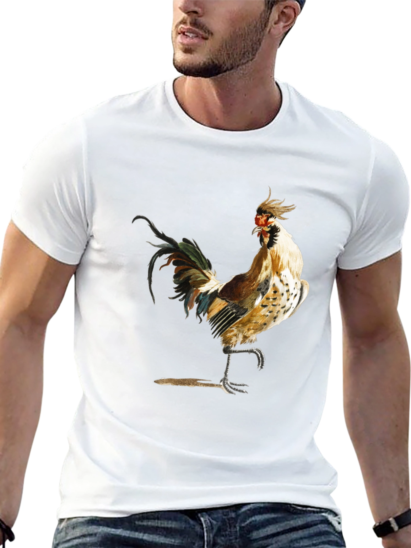 Rooster Graphic Black T-Shirt - Farm Animal Tee