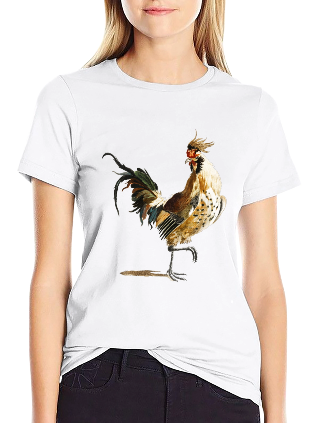Rooster Graphic Black T-Shirt - Farm Animal Tee