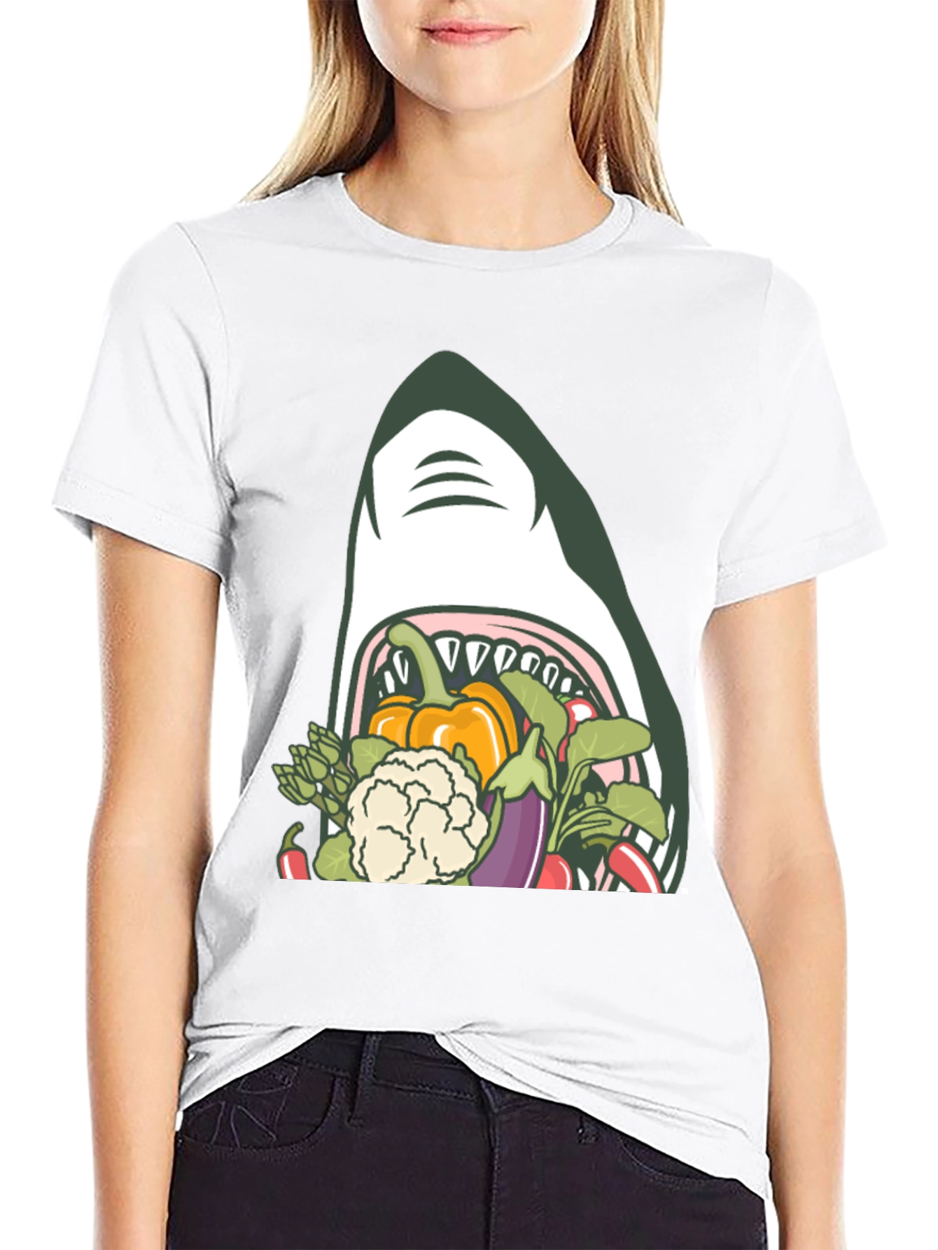Shark Eating Veggies T-Shirt