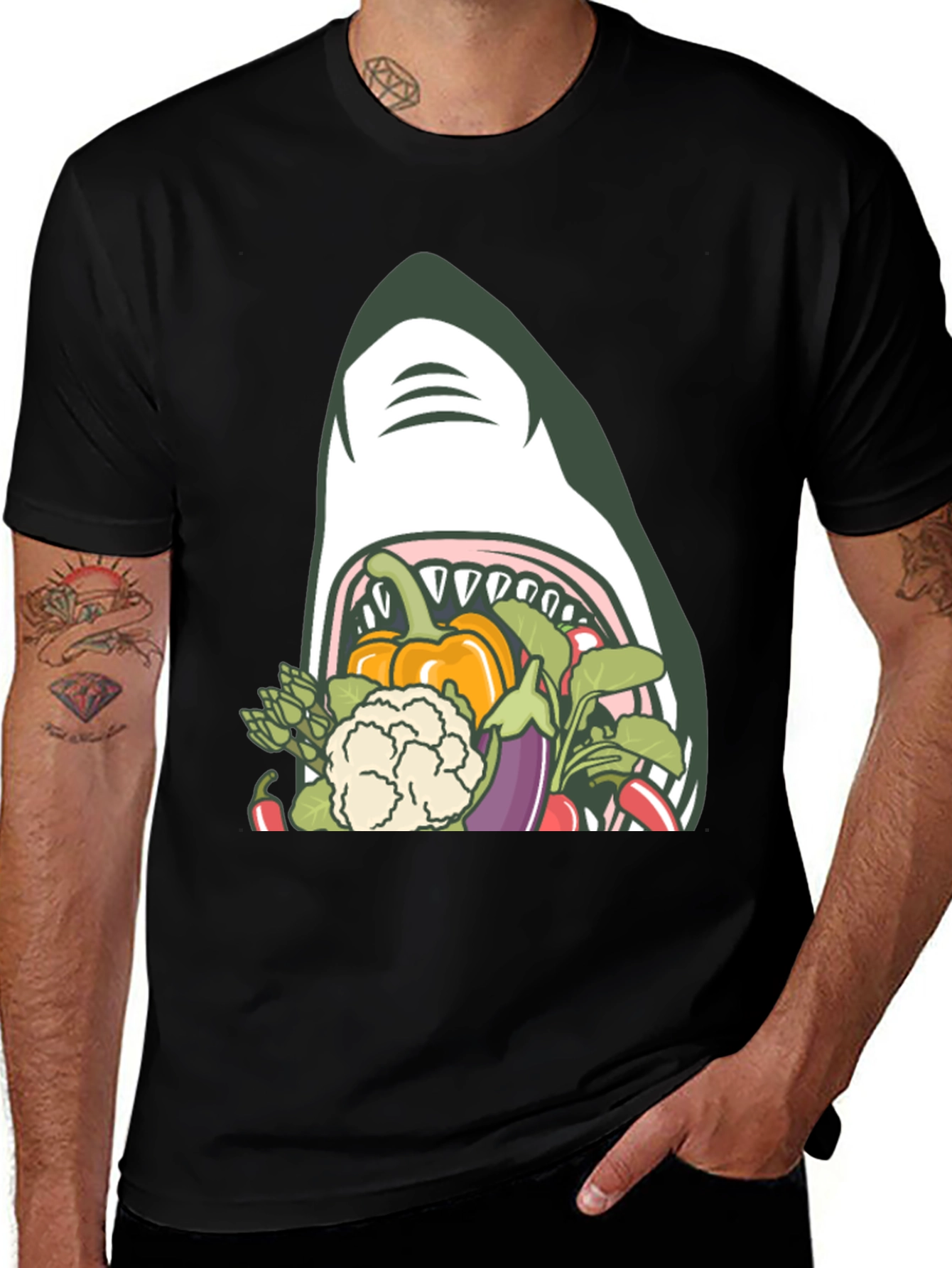 Shark Eating Veggies T-Shirt