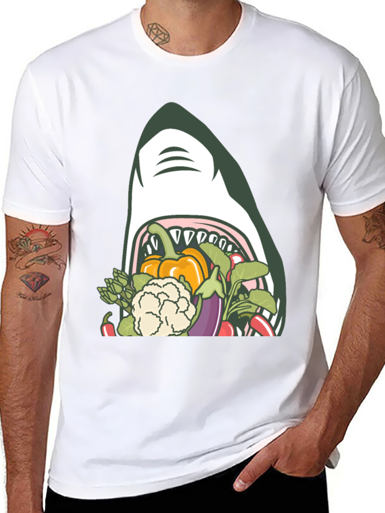 Shark Eating Veggies T-Shirt