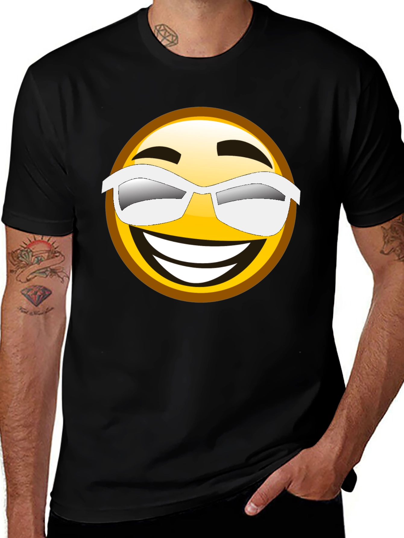 Cool Emoji Graphic Black T-Shirt