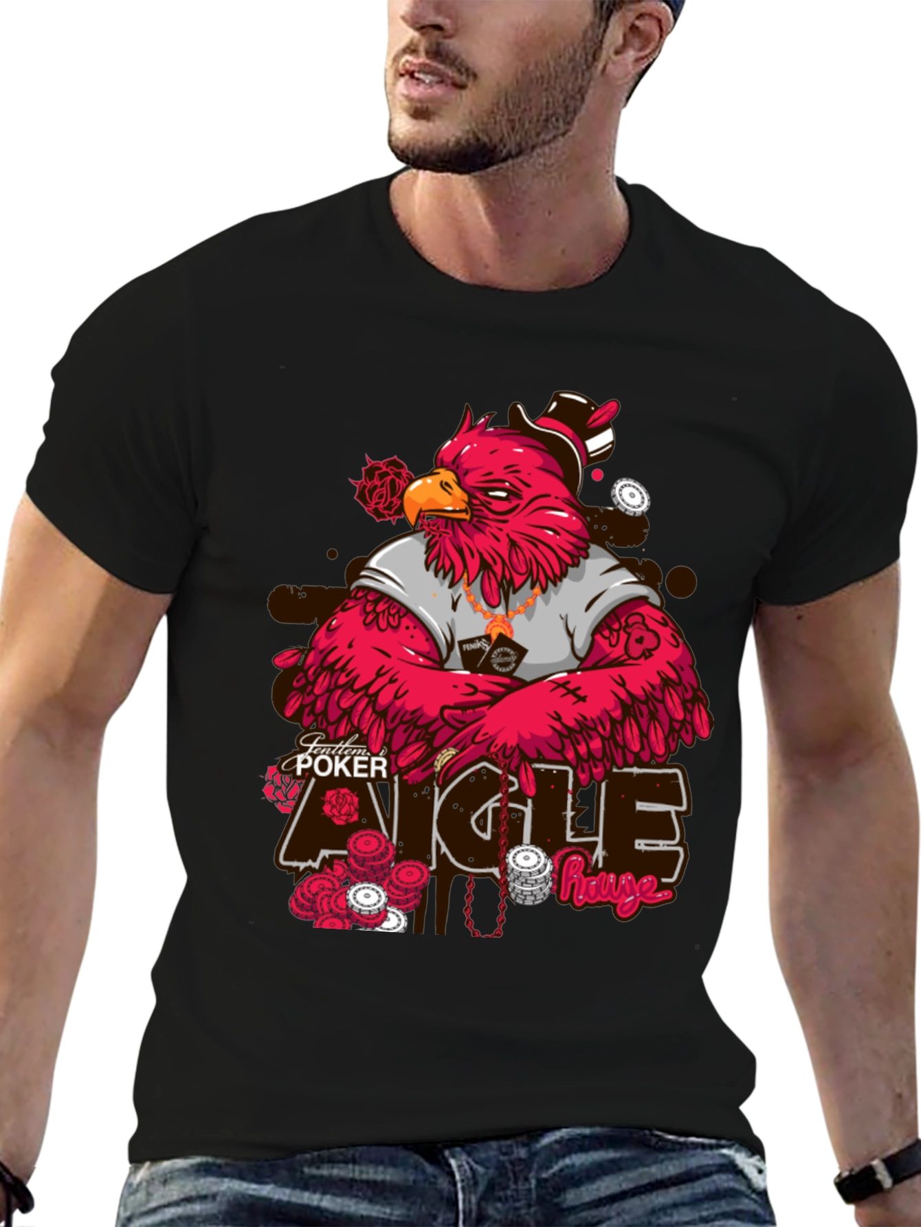 Poker Eagle Graphic T-Shirt