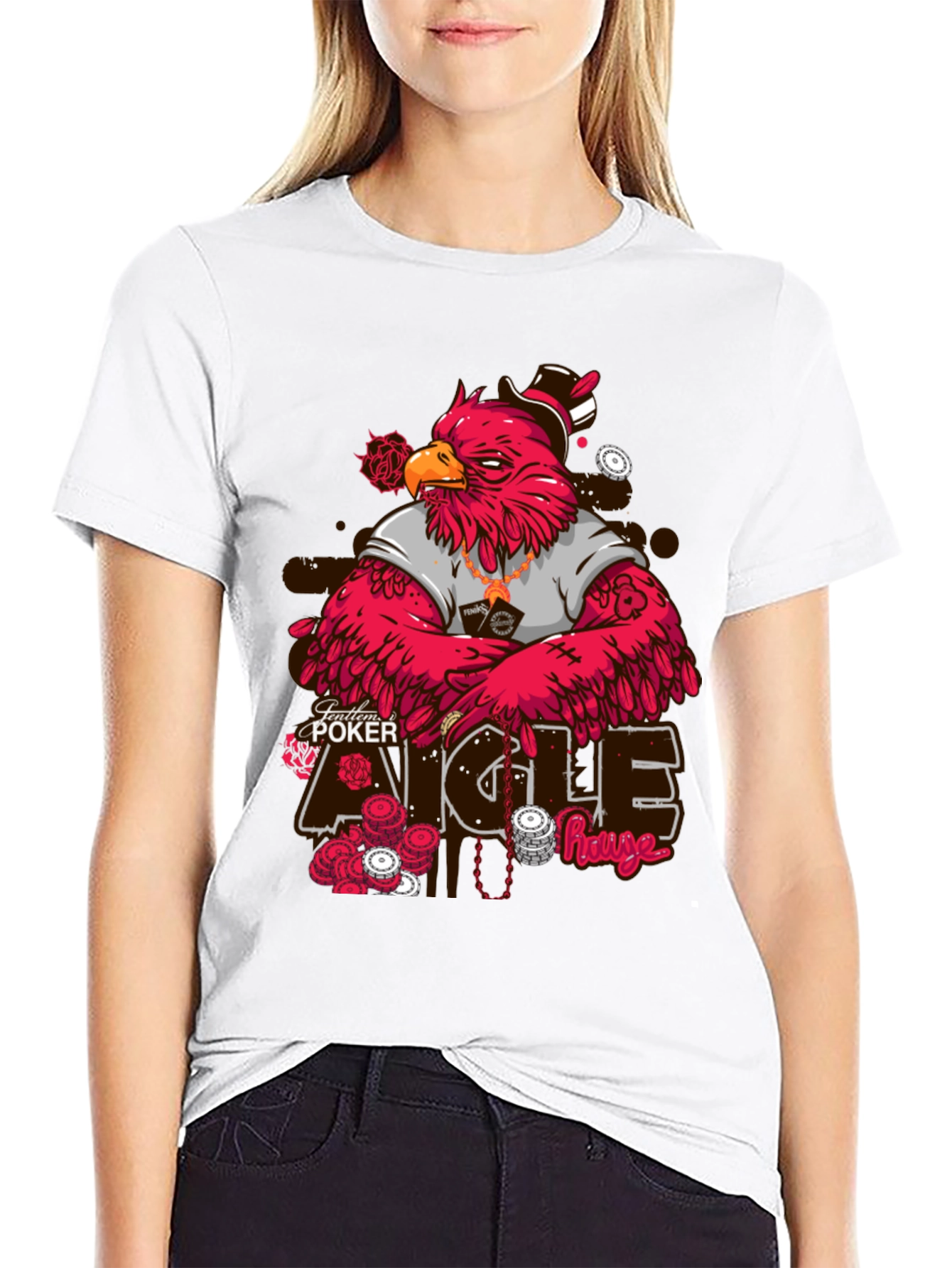 Poker Eagle Graphic T-Shirt