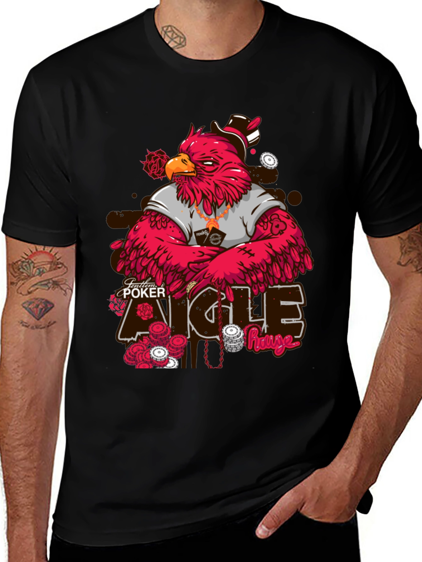 Poker Eagle Graphic T-Shirt
