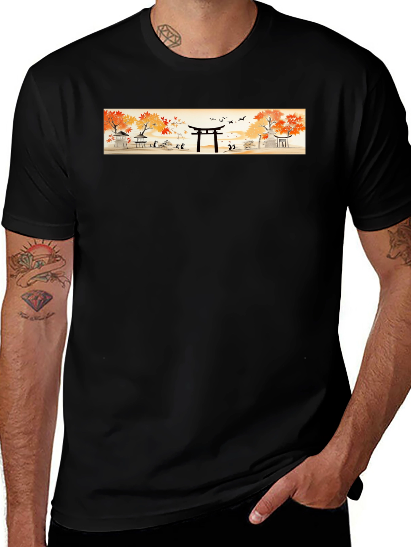 Japanese Temple T-Shirt - Autumn Scene Tee