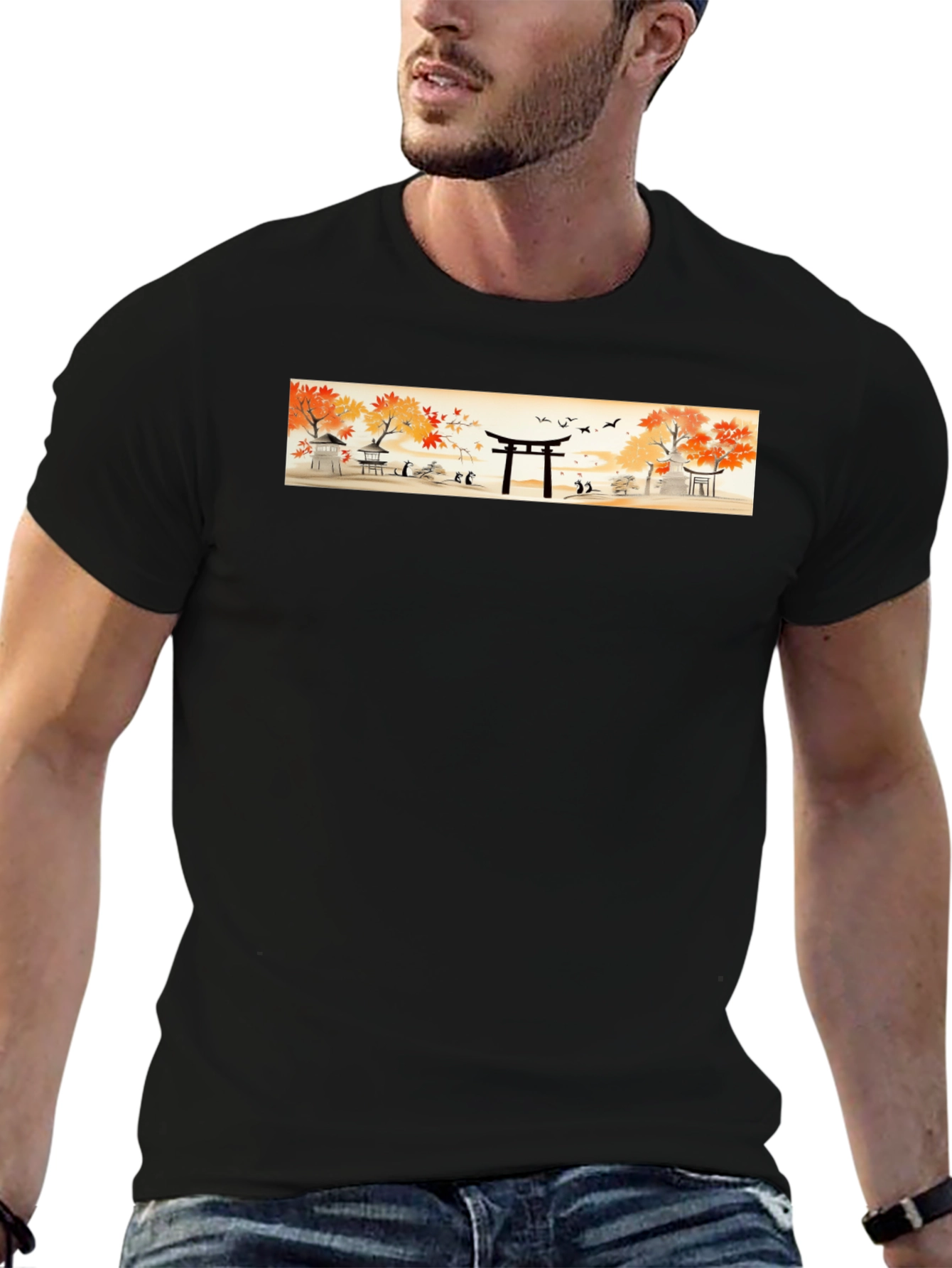 Japanese Temple T-Shirt - Autumn Scene Tee