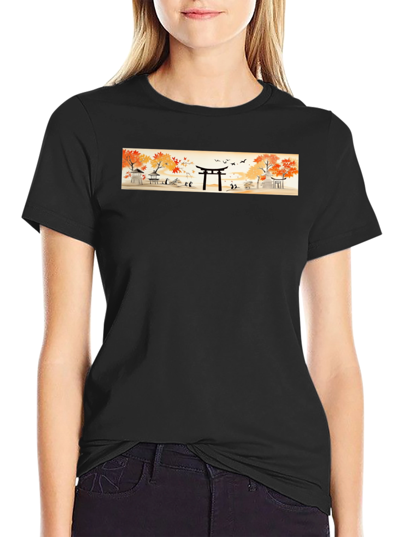 Japanese Temple T-Shirt - Autumn Scene Tee