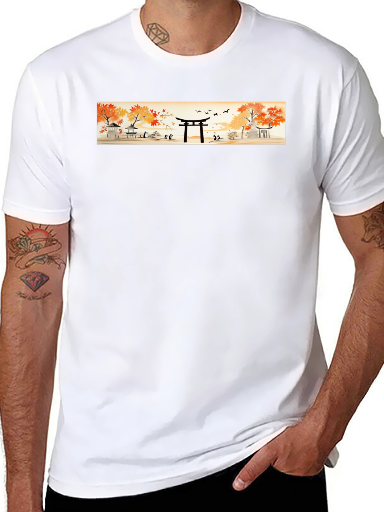 Japanese Temple T-Shirt - Autumn Scene Tee