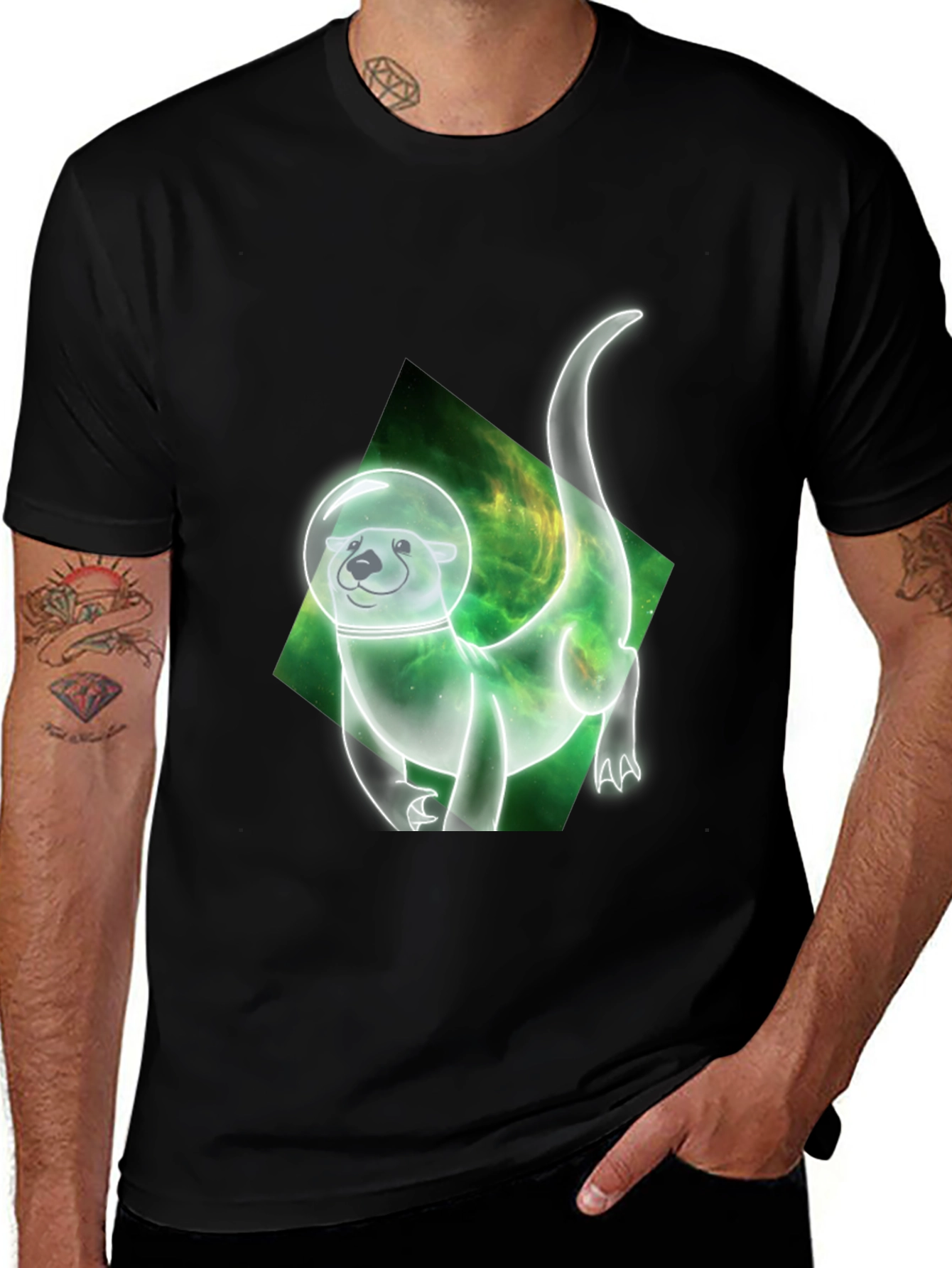 Space Otter Graphic Tee - Black