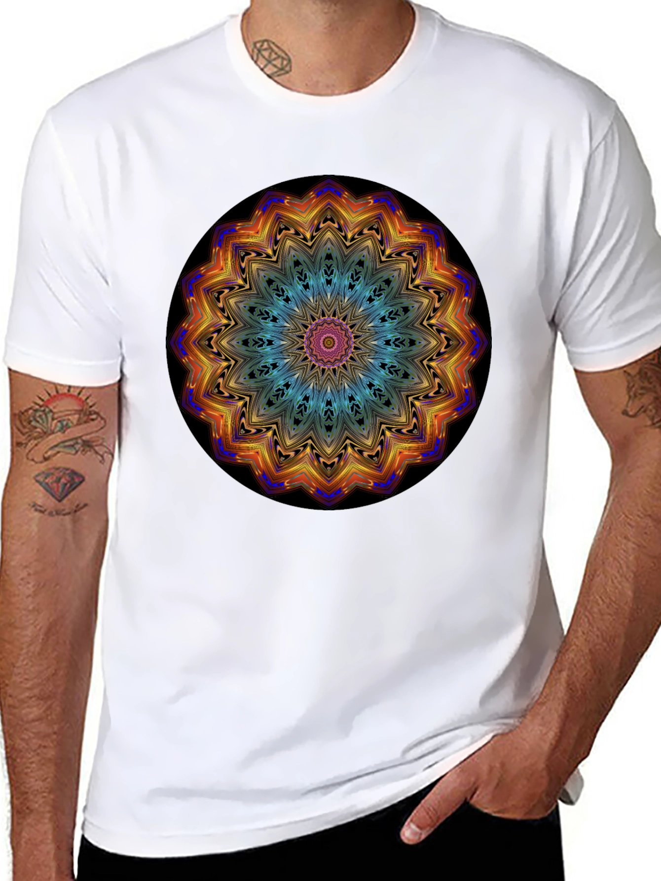 Psychedelic Mandala Graphic Black T-Shirt