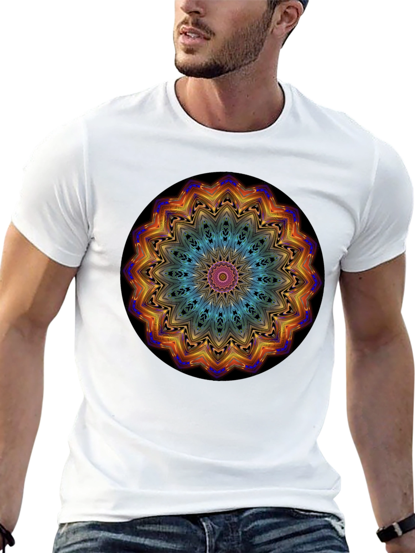 Psychedelic Mandala Graphic Black T-Shirt