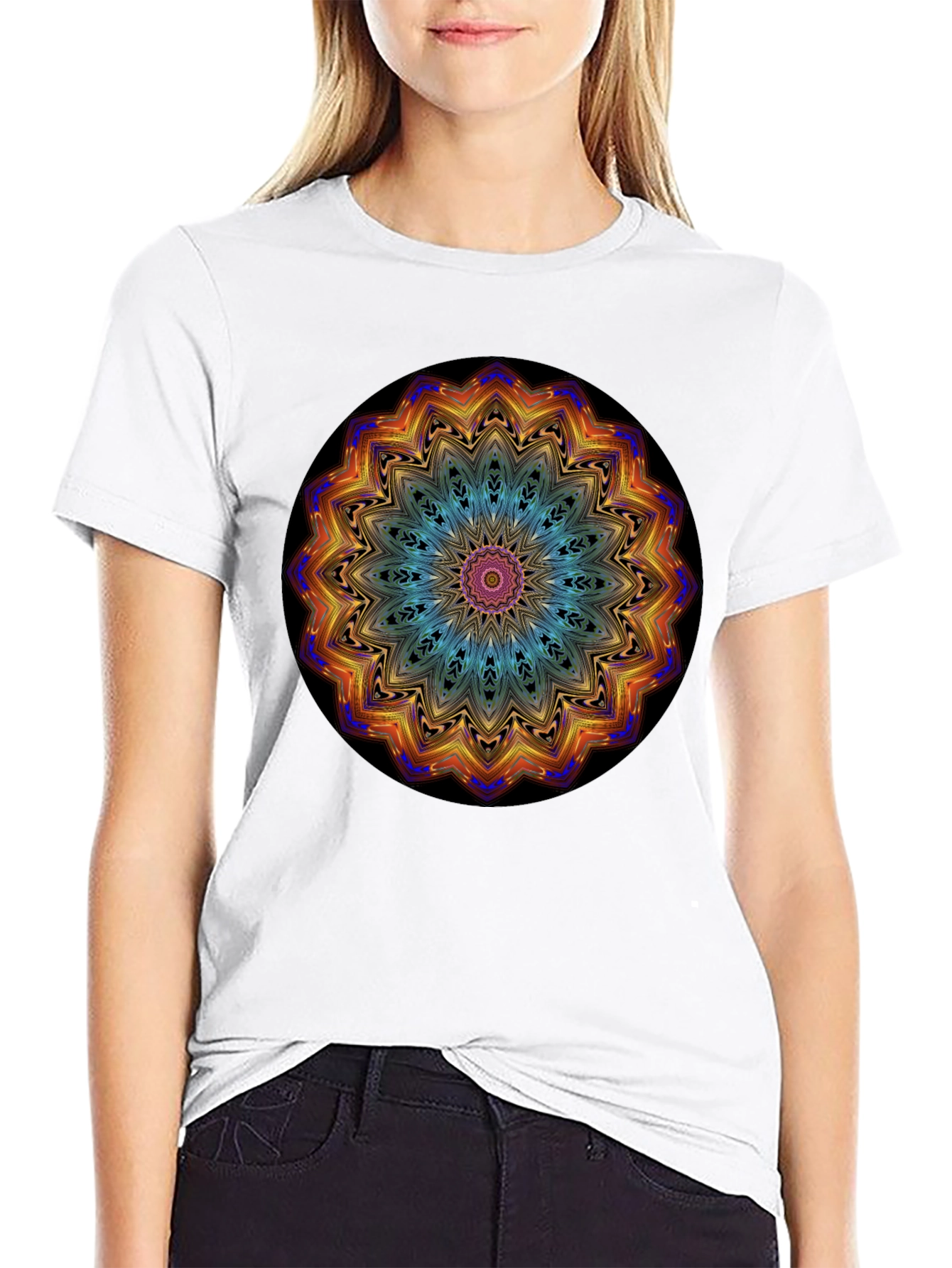Psychedelic Mandala Graphic Black T-Shirt