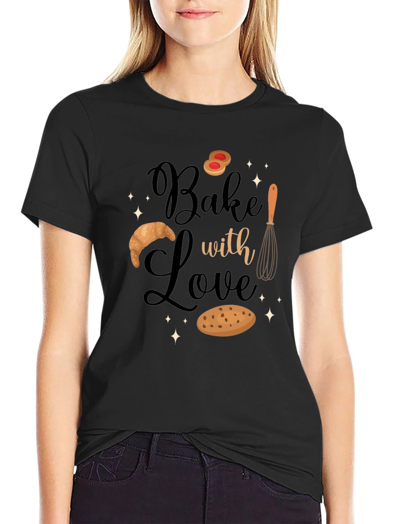 Bake with Love Black T-Shirt