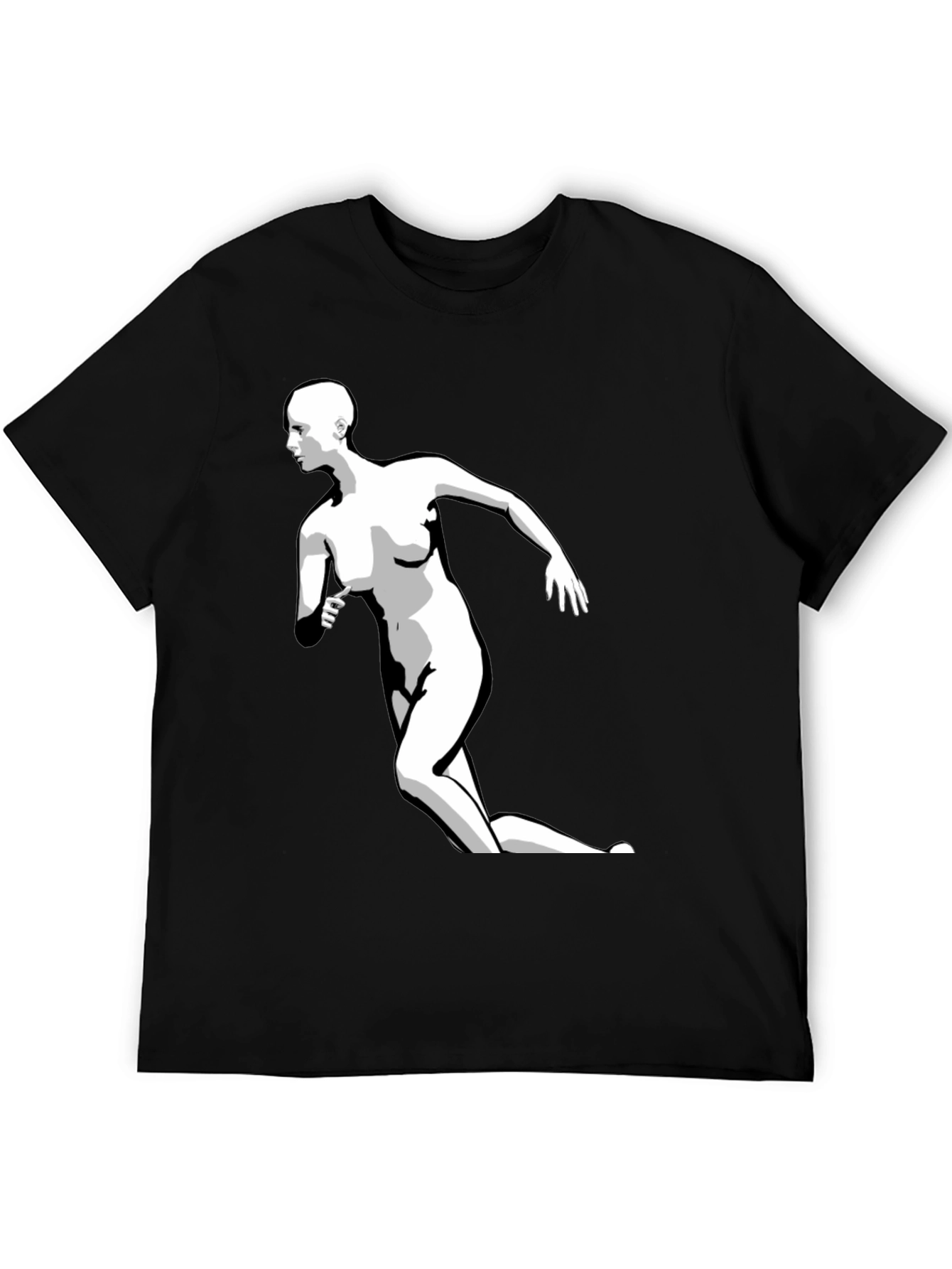 Black Graphic Tee - Running Figure Print