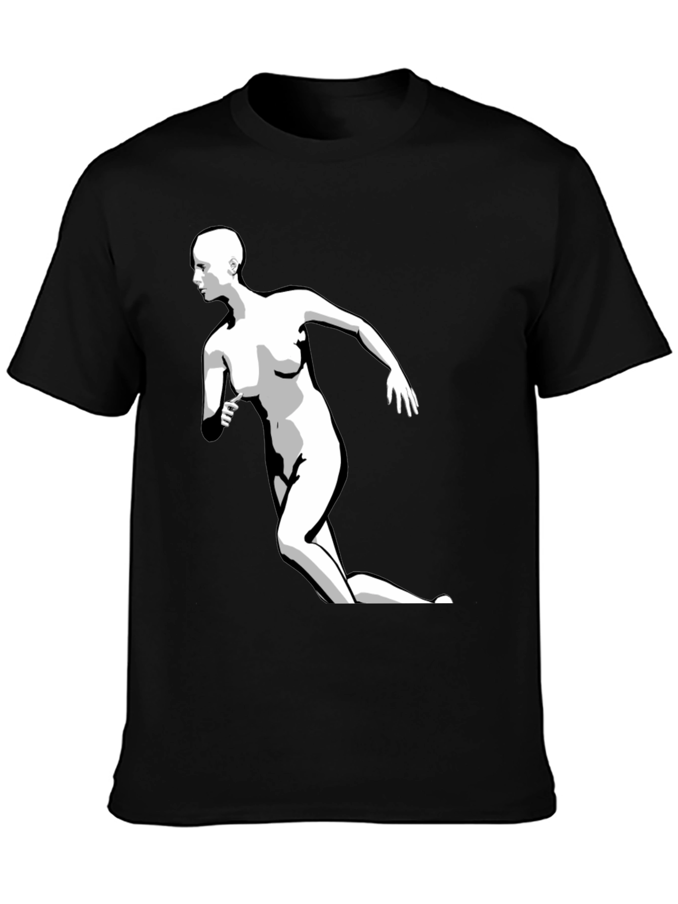 Black Graphic Tee - Running Figure Print