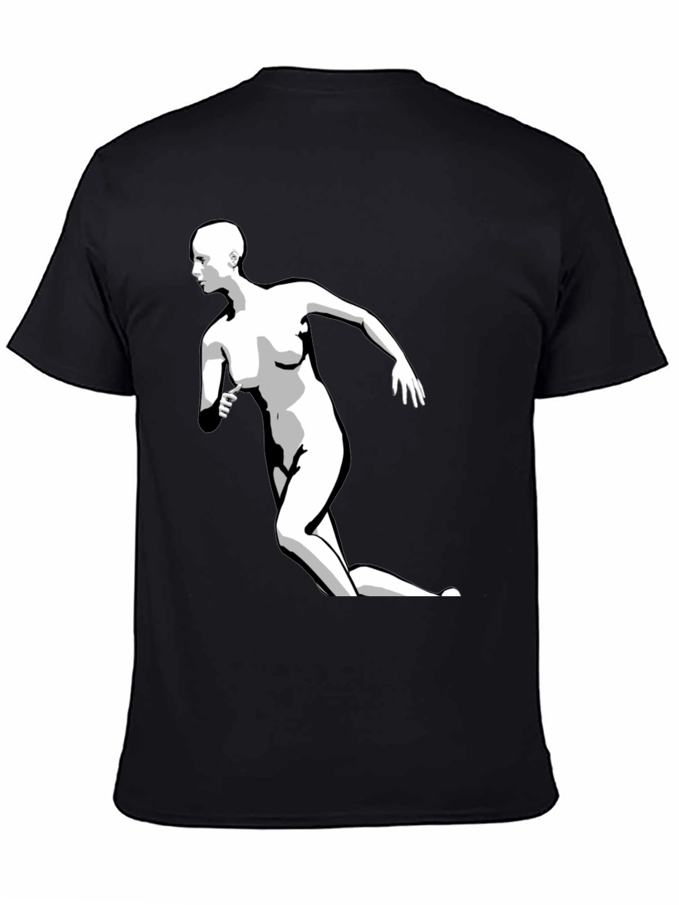 Black Graphic Tee - Running Figure Print