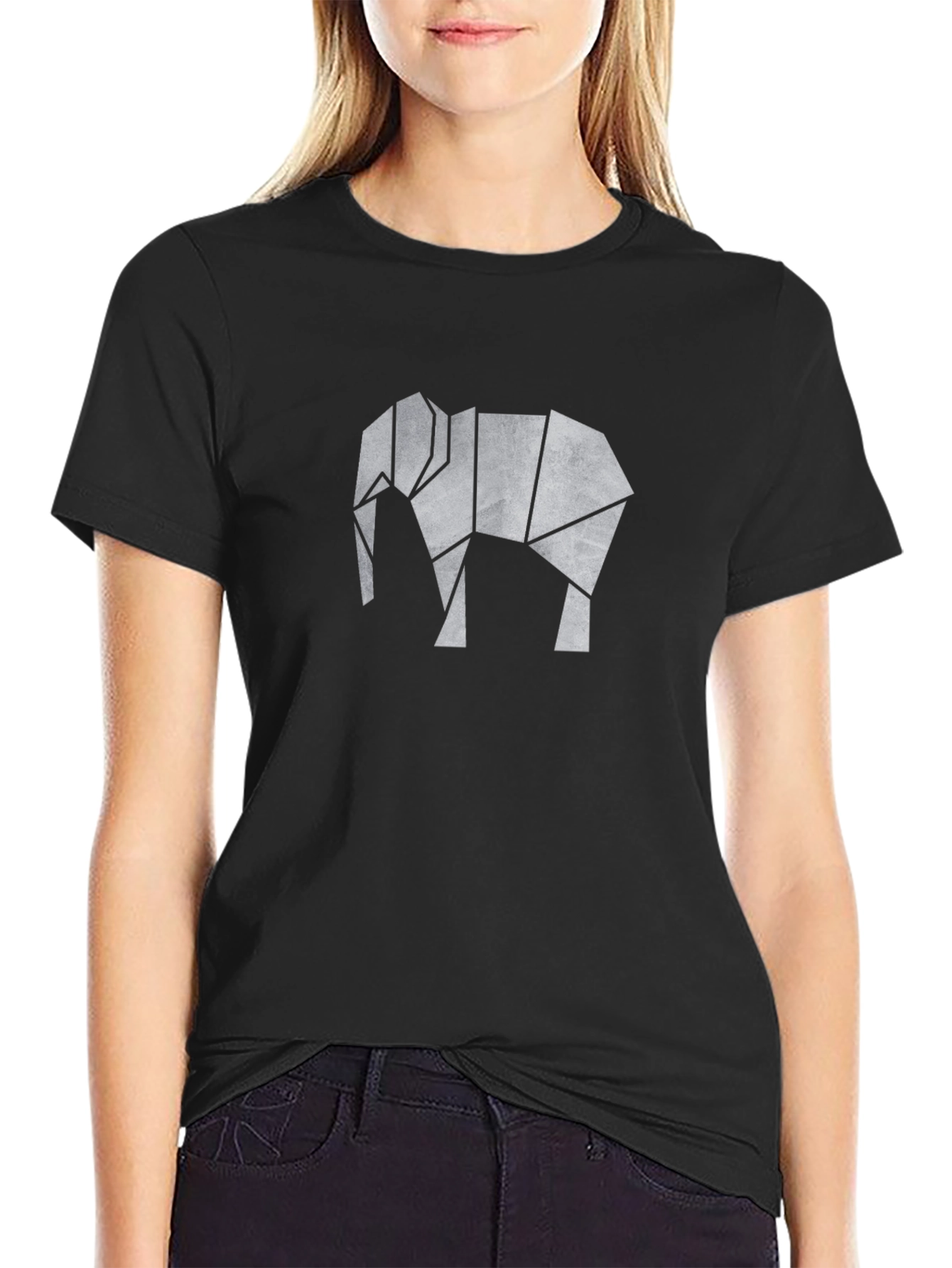 Geometric Elephant Graphic Tee - Modern Style
