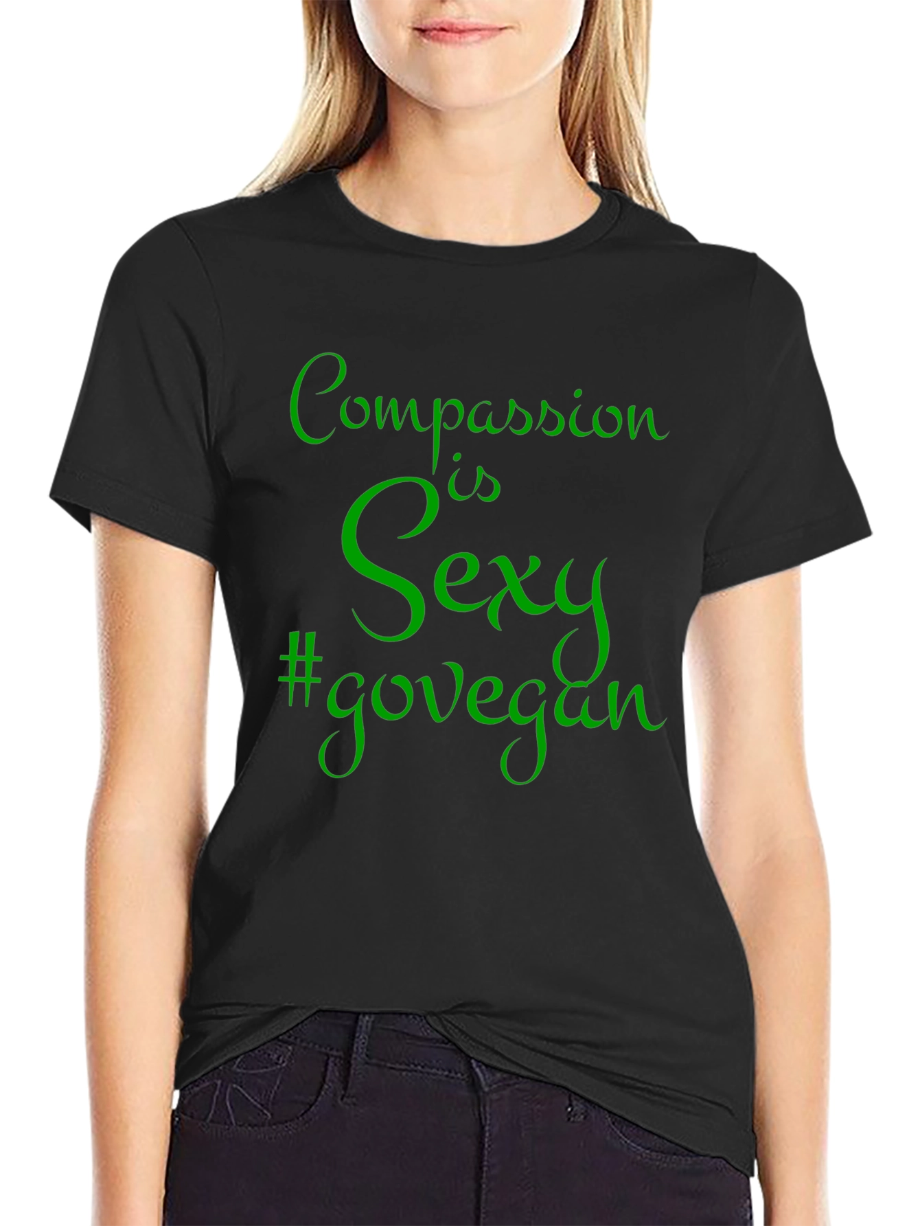 Compassion is Sexy #govegan Mens Black T-Shirt