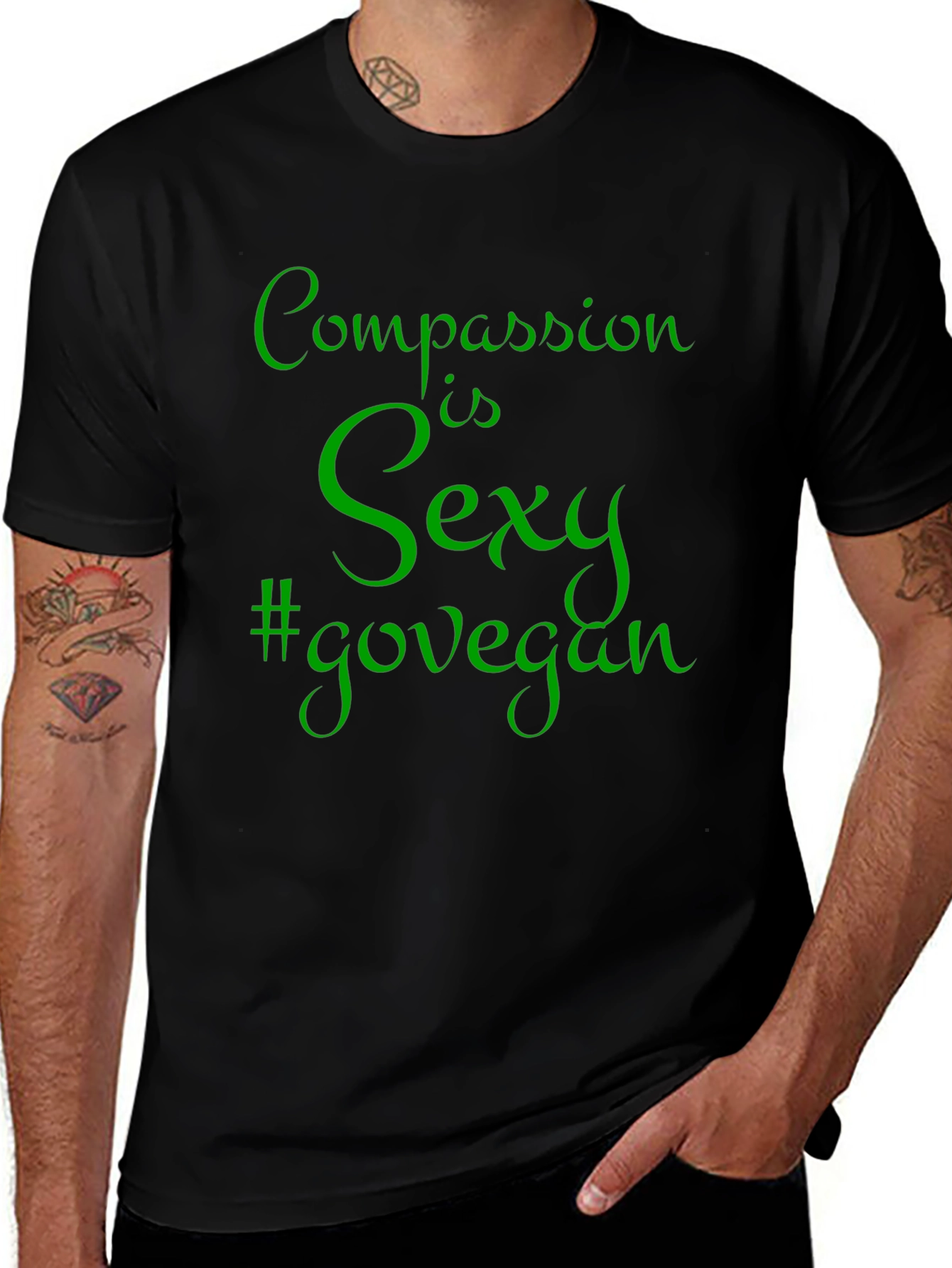 Compassion is Sexy #govegan Mens Black T-Shirt
