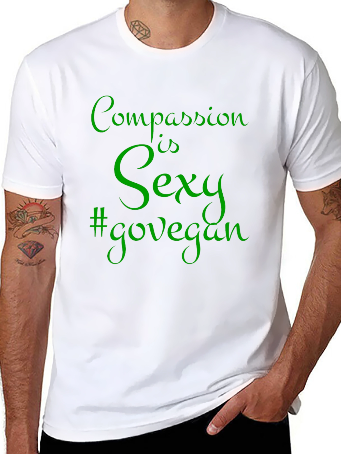 Compassion is Sexy #govegan Mens Black T-Shirt