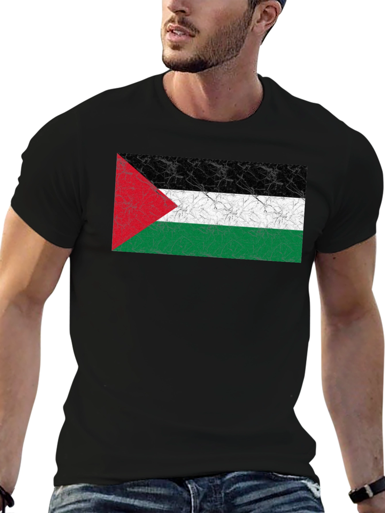 Palestine Flag T-Shirt - Black - Soft Cotton Blend
