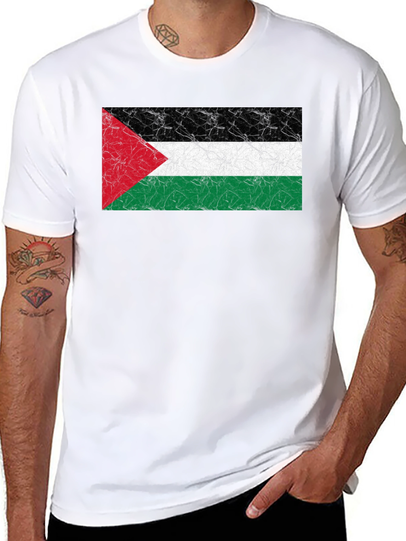 Palestine Flag T-Shirt - Black - Soft Cotton Blend