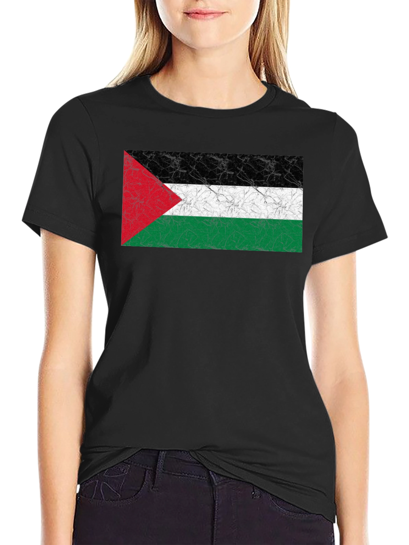 Palestine Flag T-Shirt - Black - Soft Cotton Blend