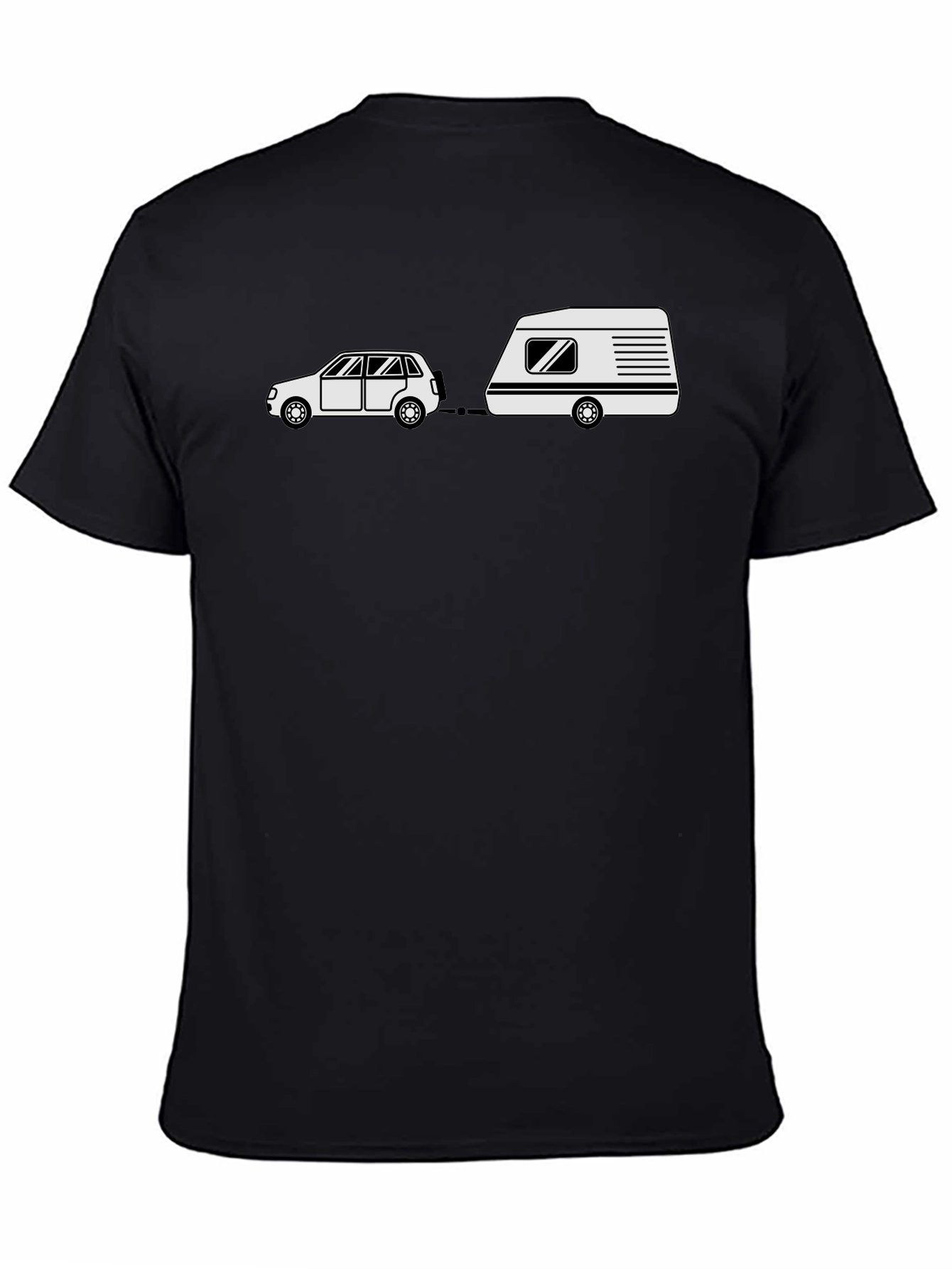 Cartoon Car & Camper Black T-Shirt