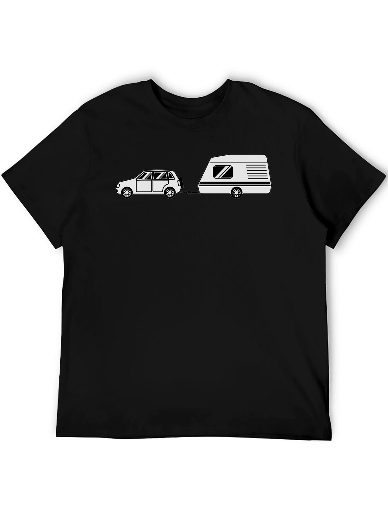 Cartoon Car & Camper Black T-Shirt