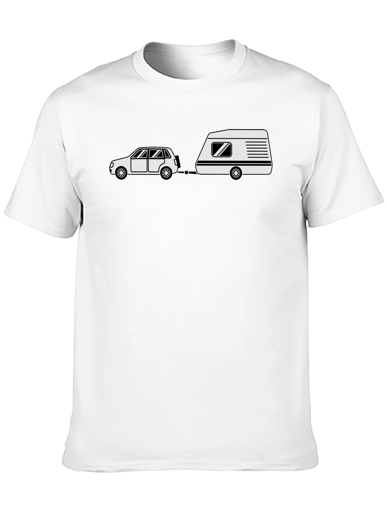 Cartoon Car & Camper Black T-Shirt