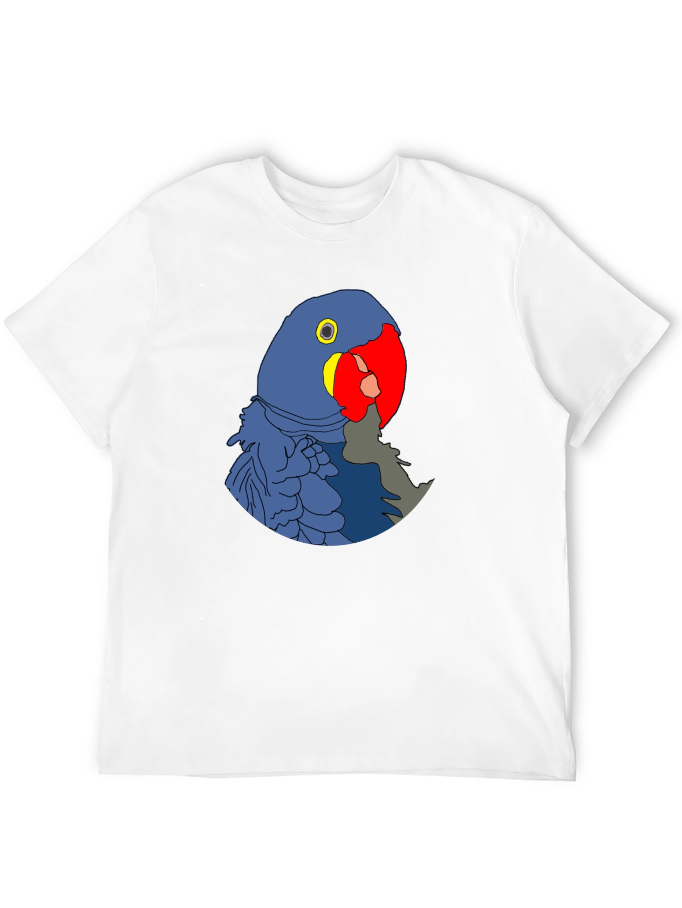 Blue Parrot Graphic Print Black T-Shirt