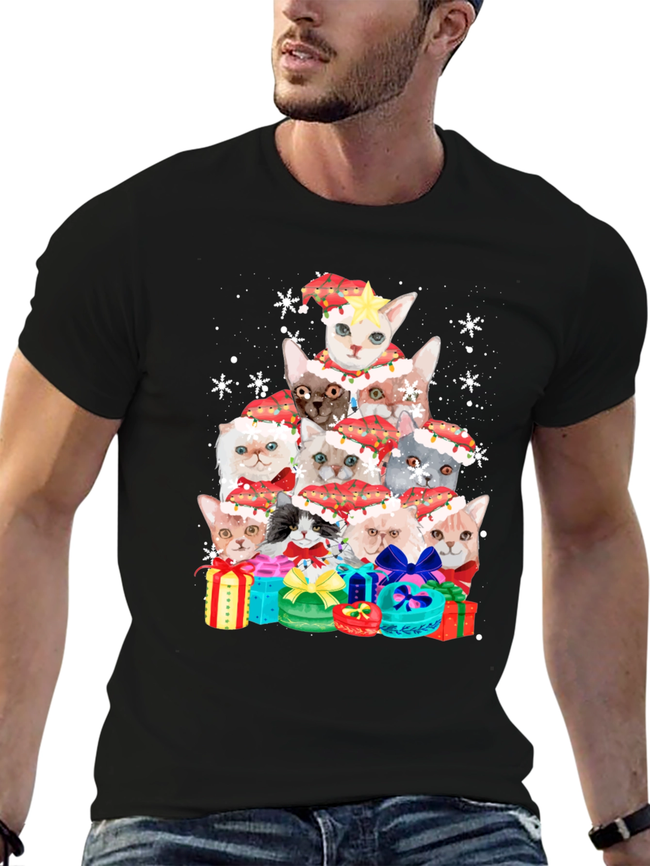 Festive Cats Christmas Tree T-Shirt