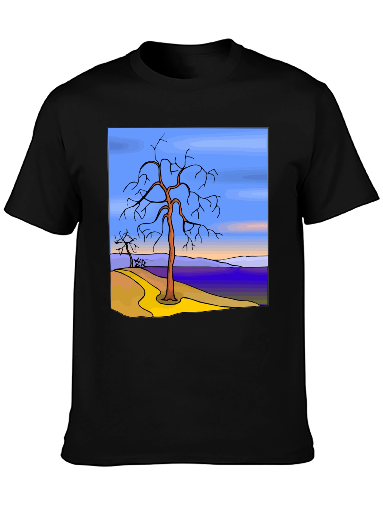 Artistic Tree Graphic Black T-Shirt
