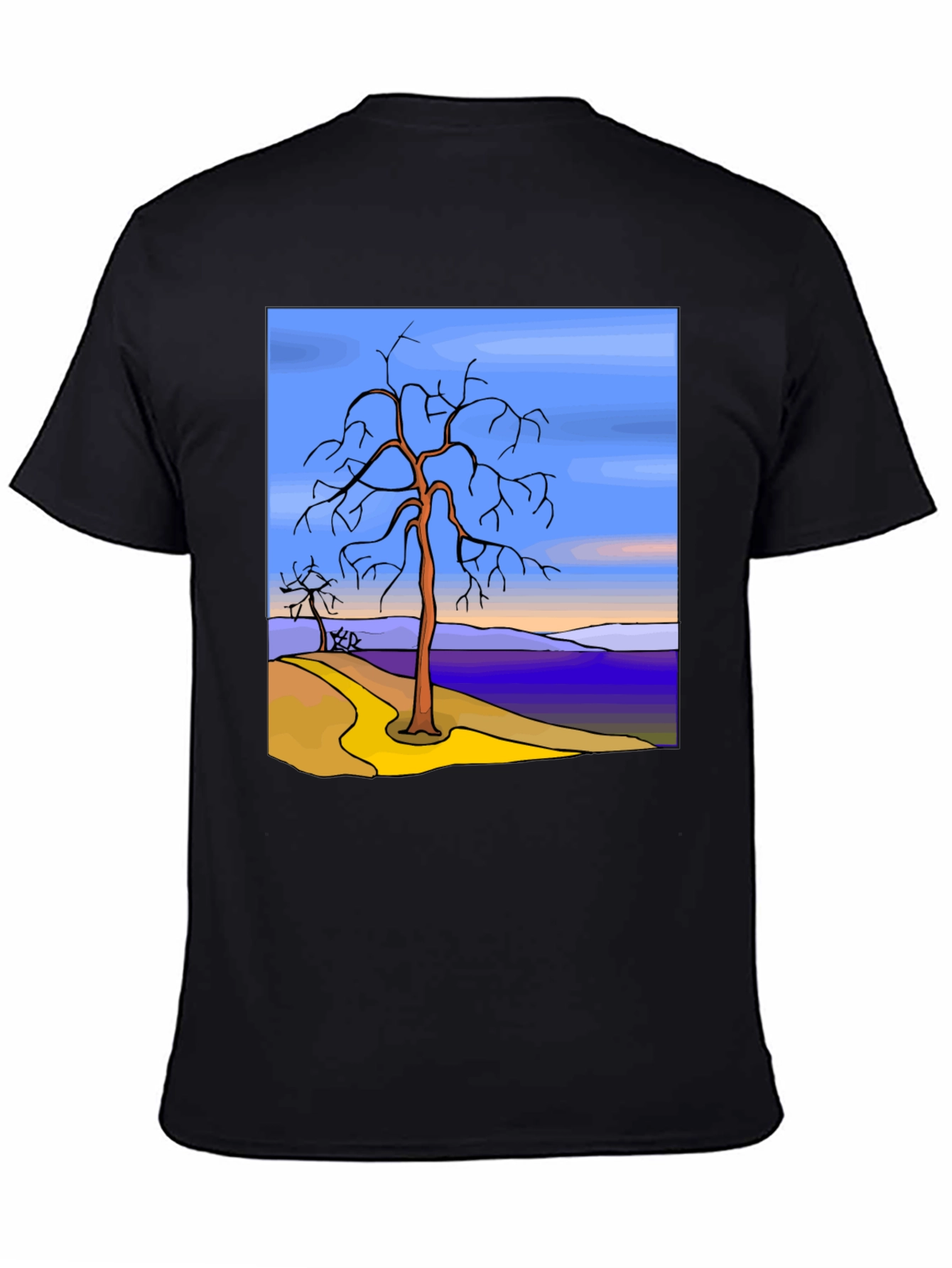 Artistic Tree Graphic Black T-Shirt