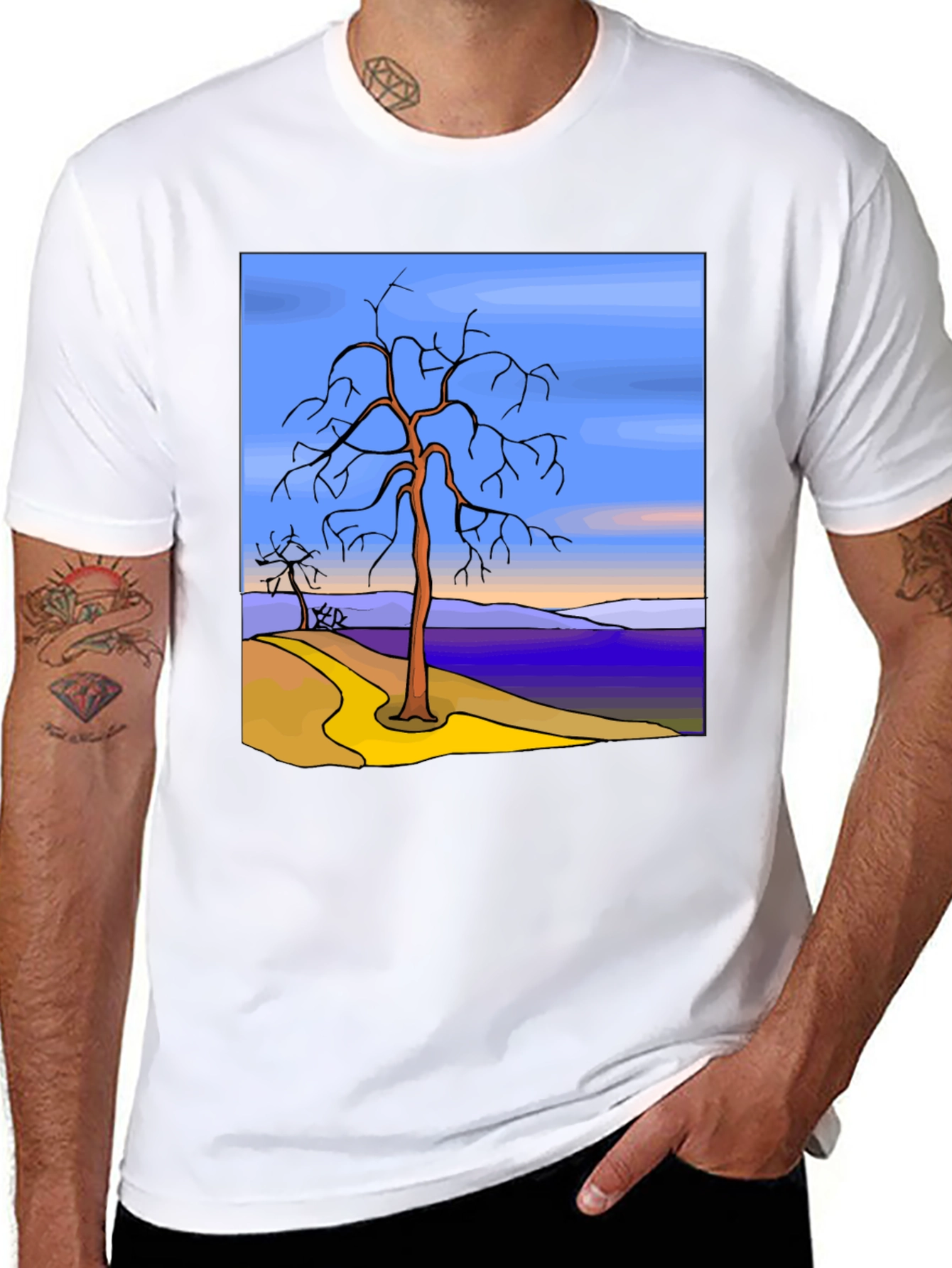 Artistic Tree Graphic Black T-Shirt