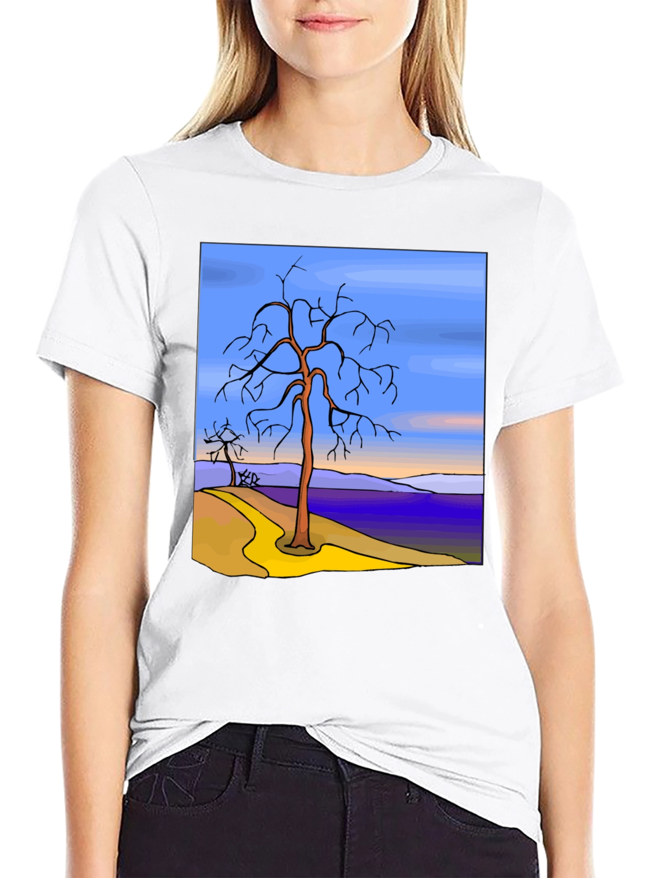 Artistic Tree Graphic Black T-Shirt