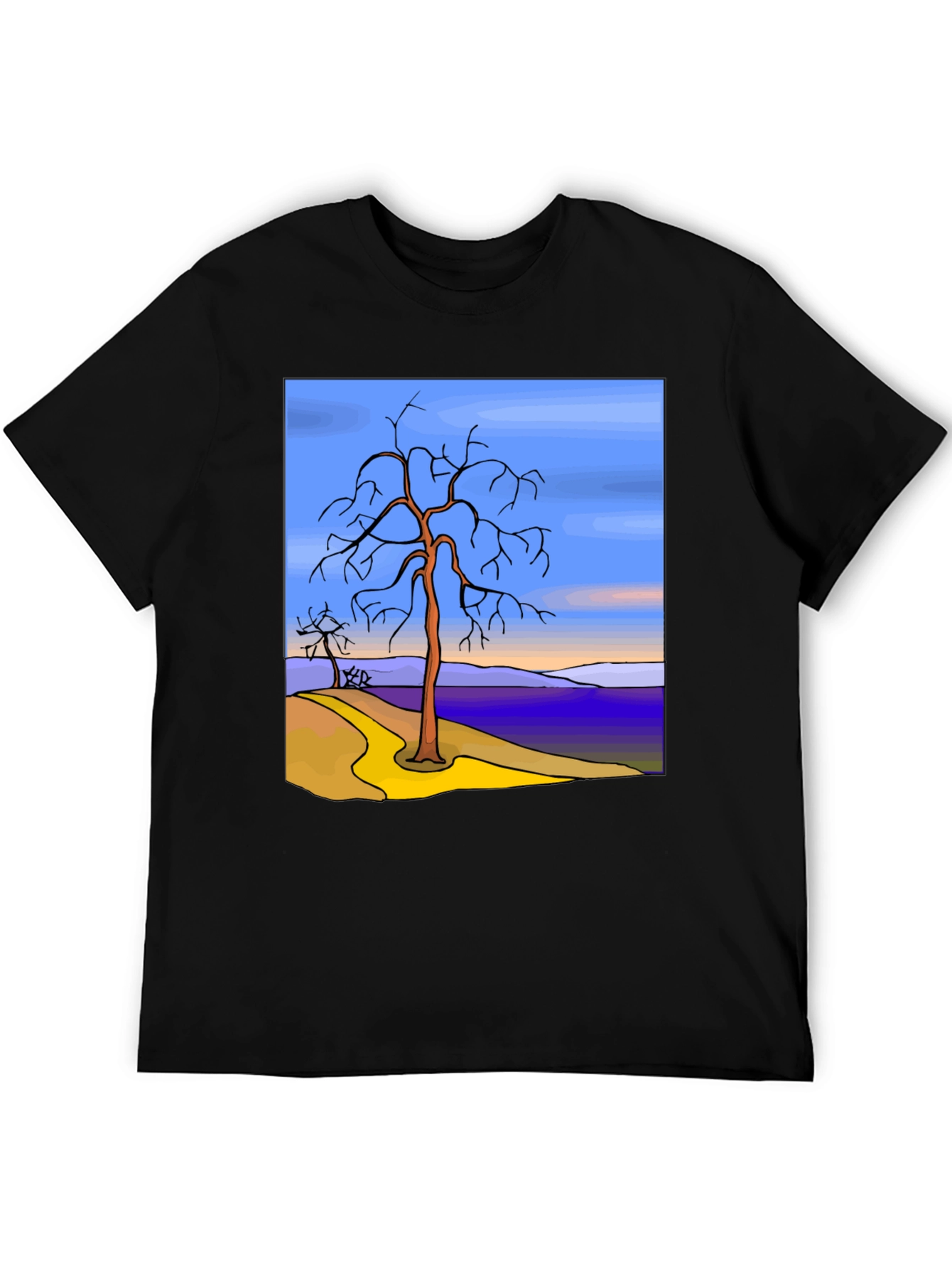 Artistic Tree Graphic Black T-Shirt