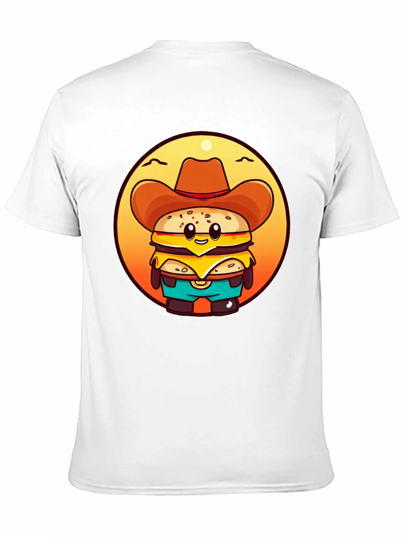 Cowboy Burger Cartoon Graphic T-Shirt