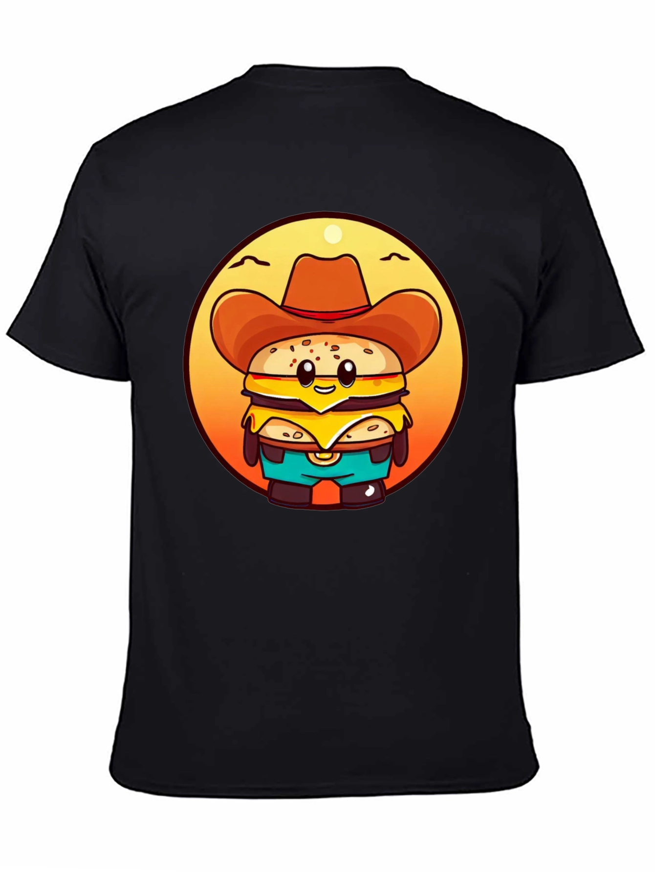 Cowboy Burger Cartoon Graphic T-Shirt