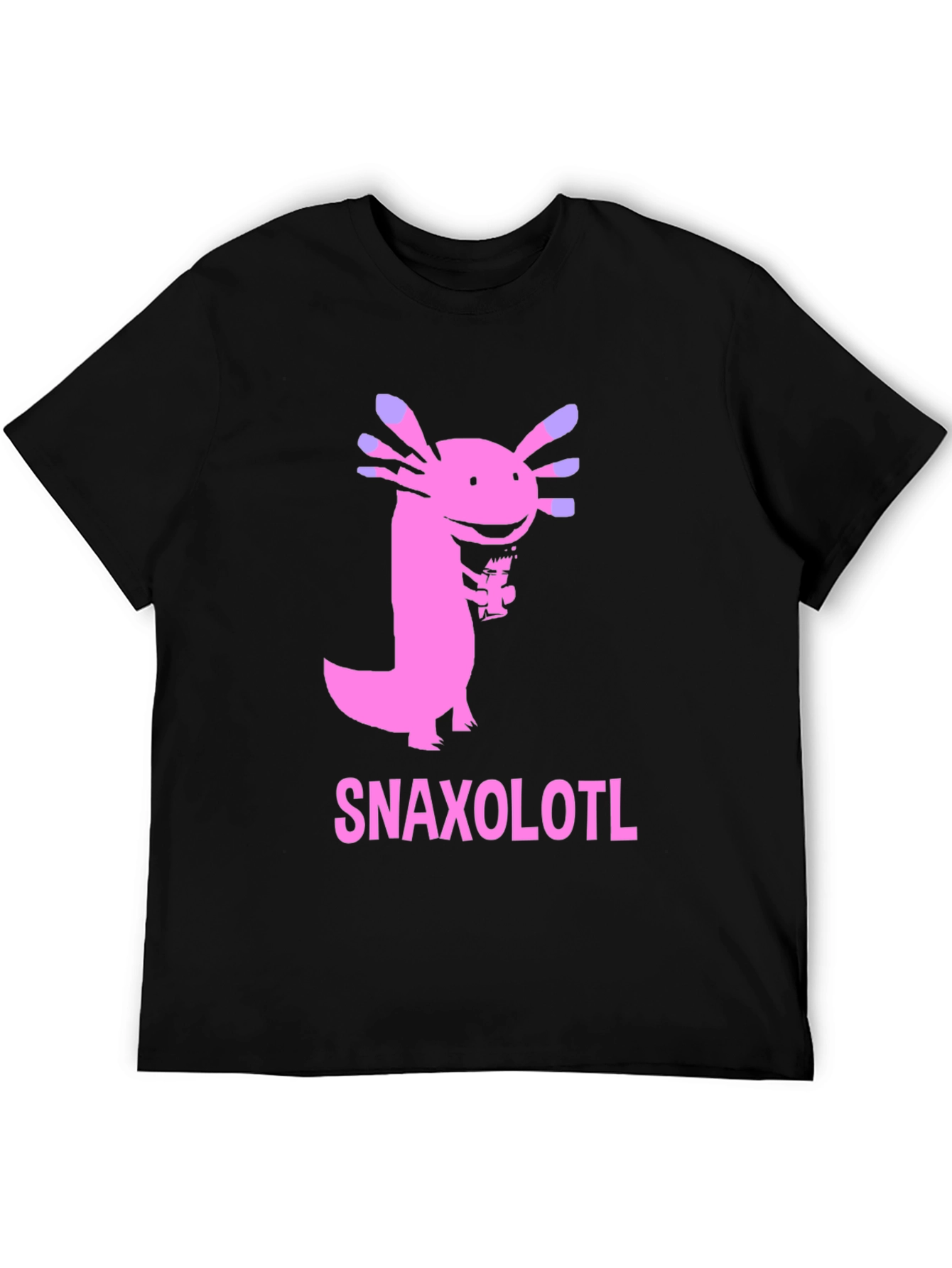 Snaxolotl Black T-Shirt - Funny Axolotl Snack Design