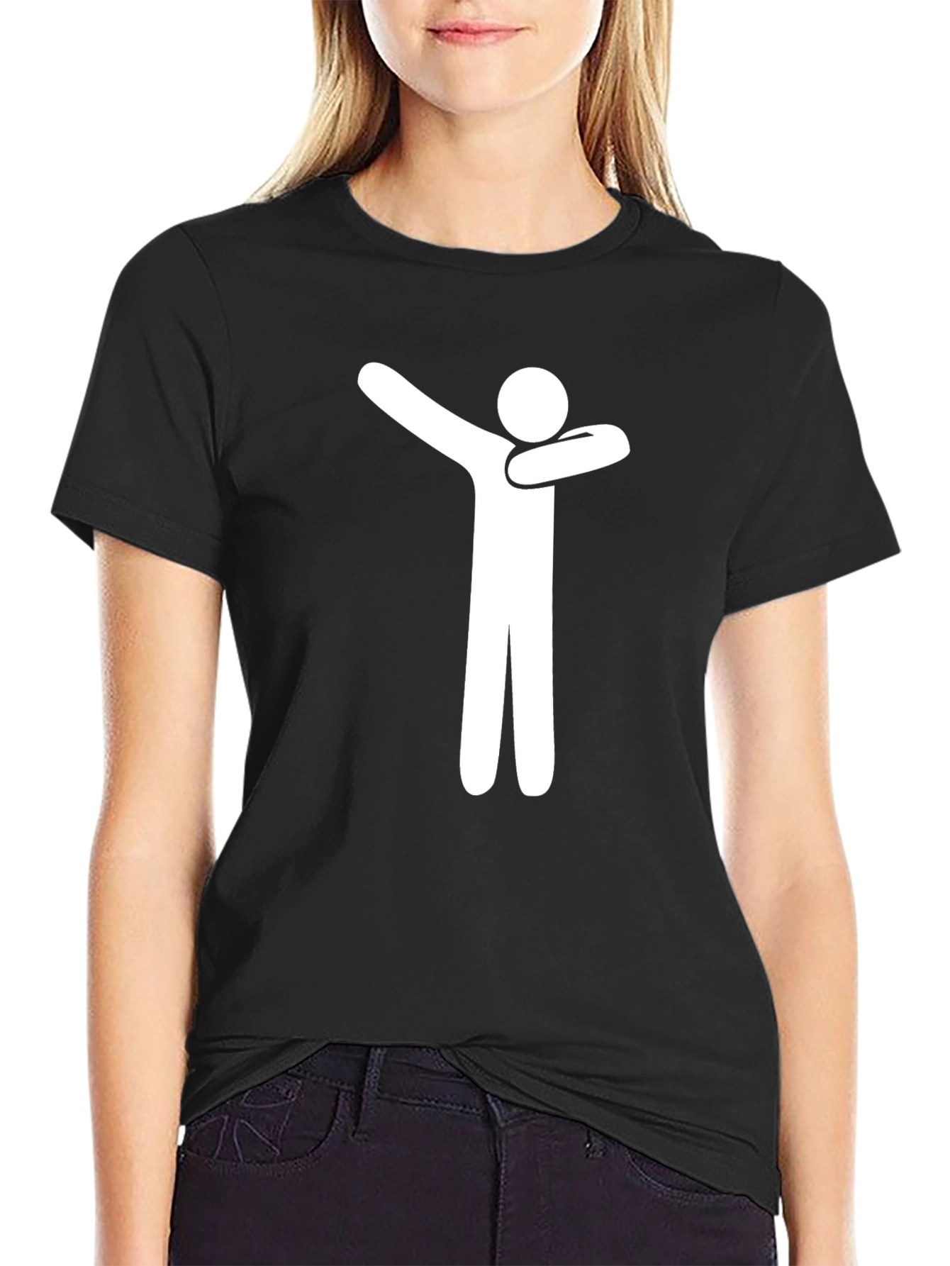 Dabbing Stick Figure Graphic Tee - Cool Black T-Shirt